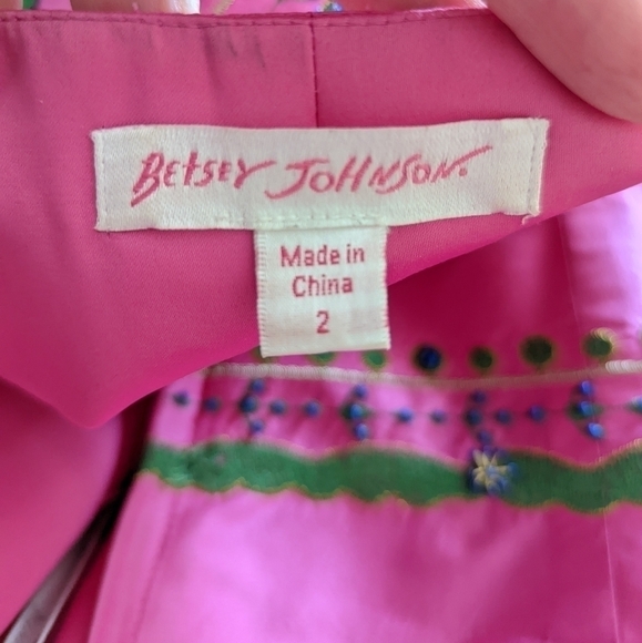 BETSEY JOHNSON Indian embroidered silk mini dress strapless 2 xs small - Picture 8 of 14